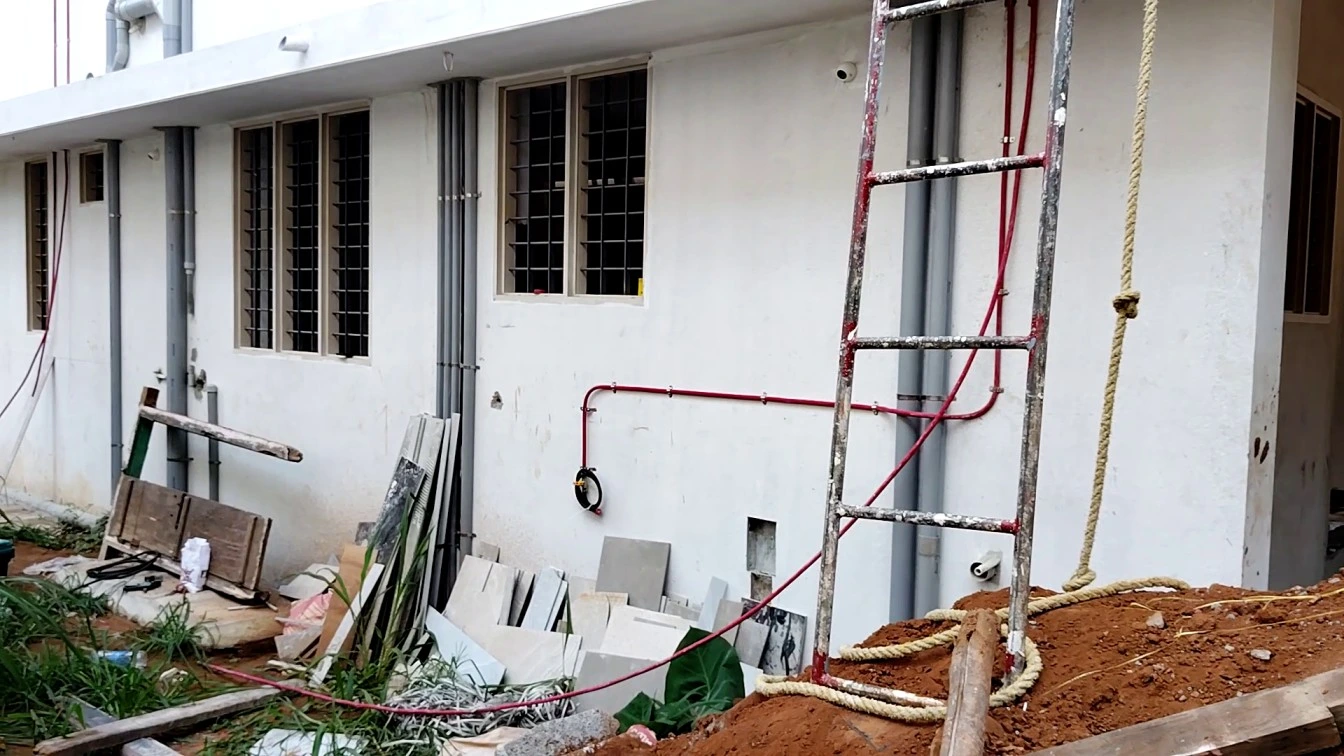 Photo of gas pipeline installation in a flat apartment