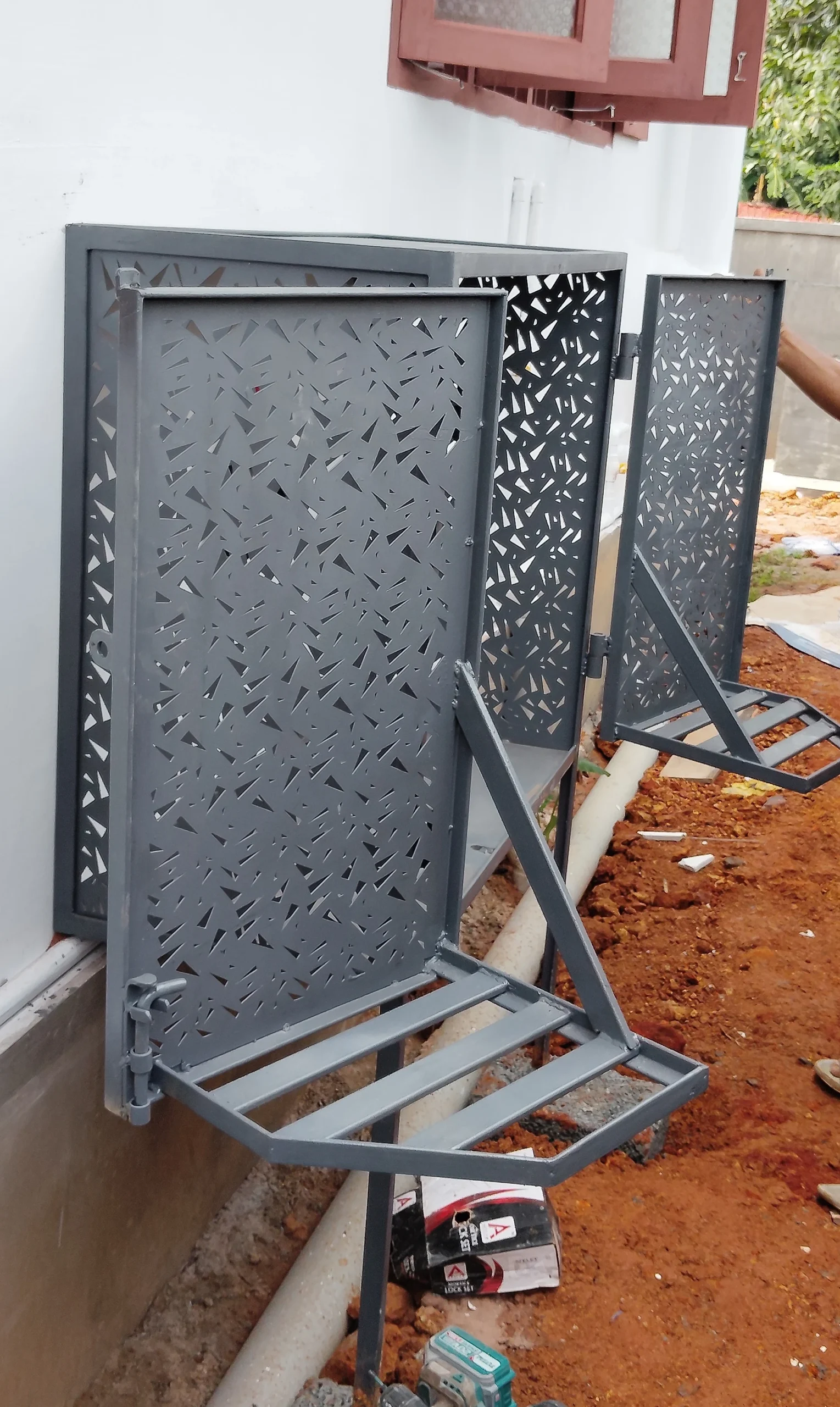 Photo of gas pipeline installation in a flat apartment upstairs