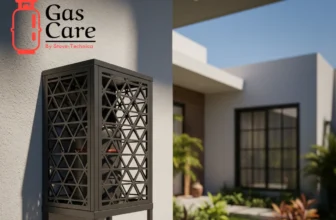 Image of a single cylinder gas cage is installed on the wall of an elegant residence