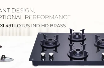 Elica 90cm 4 Burner Auto Ignition Hob | RG FLEXI 491 LOTUS IND HD Brass