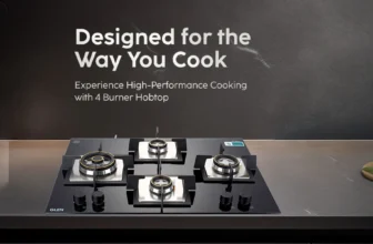 Glen 4 Burner Gas Stove 70 cm Built-In Hob & Hobtop | Auto Ignition | 8mm Toughened Glass Top | Double Ring Forged Brass Burners | LPG Compatible | Black | 2 Year Warranty (BH1074XSQHTTR70)