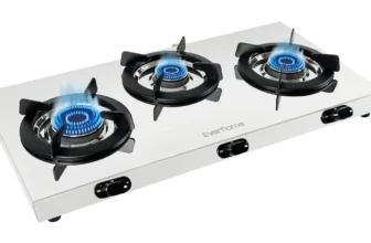 Image of Everflame Pearl 3 Burner Gas Stove | Manual Ignition | ISI Certified | 5G Forged Brass Burners | Stainless Steel Gas Stove