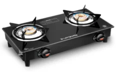 photo of a Longway Furn Glass Top, 2 Burner Manual Ignition Glass Gas Stove (Black, ISI Certified, 2 Years Warranty)