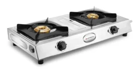 photo of Longway Stellar Stainless Steel Top, 2 Burner Manual Ignition Stainless Steel Gas Stove (Silver, ISI Certified, 2 Year Warranty)